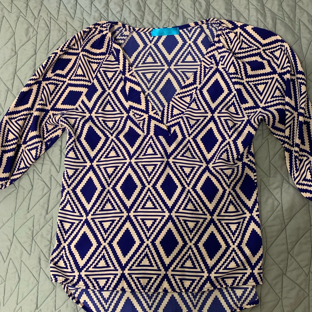Peach and blue boutique top